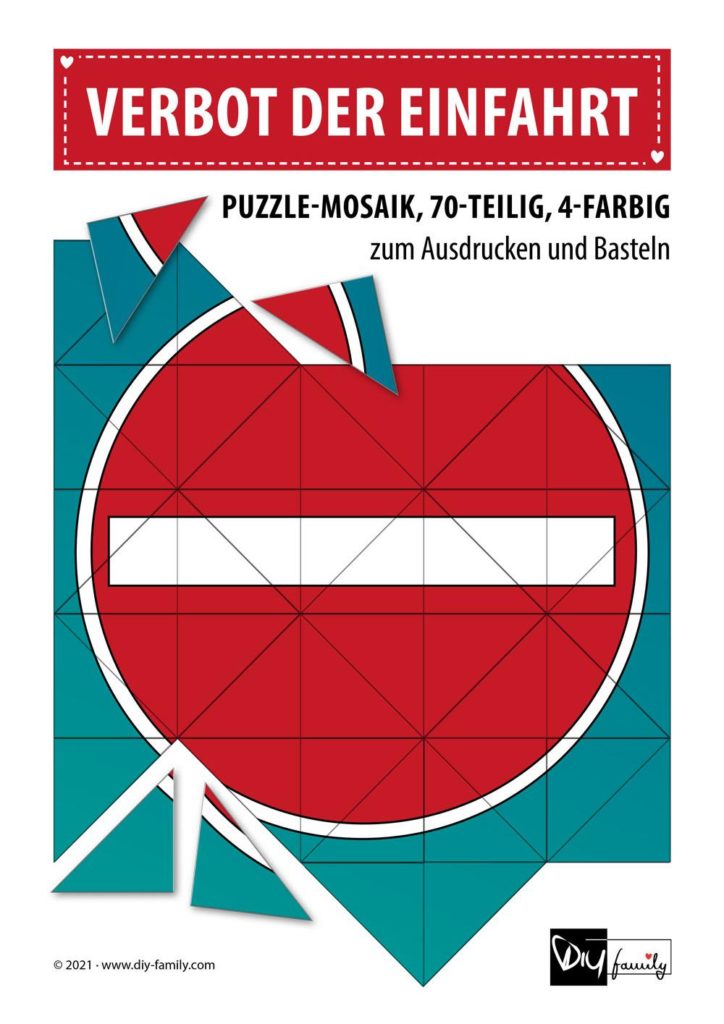 Verbot der Einfahrt – Mosaikpuzzle zum Ausschneiden und Basteln