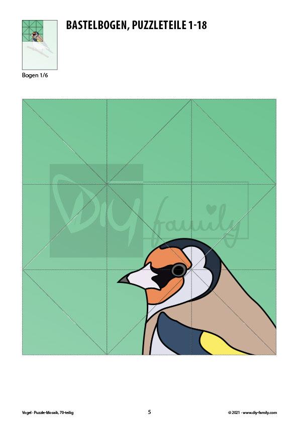 Vogel – Mosaikpuzzle zum Ausschneiden und Basteln
