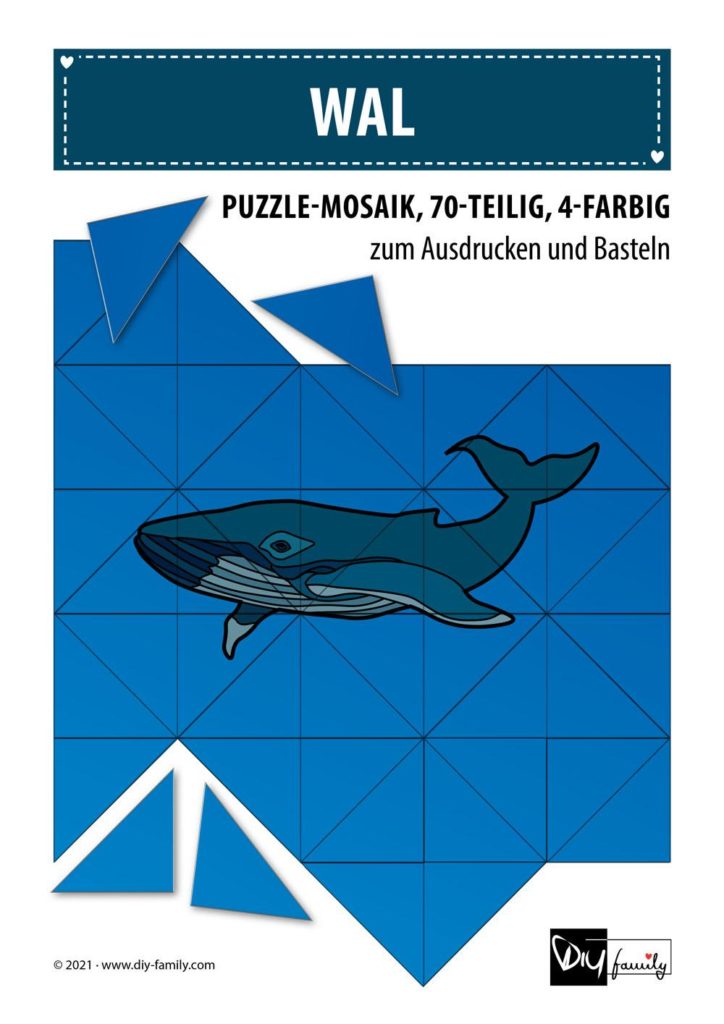 Wal – Mosaikpuzzle zum Ausschneiden und Basteln