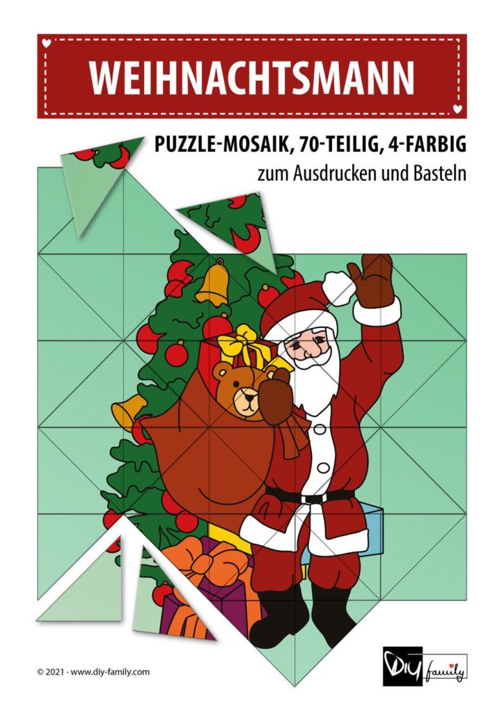Weihnachtsmann 2 – Mosaikpuzzle zum Ausschneiden und Basteln