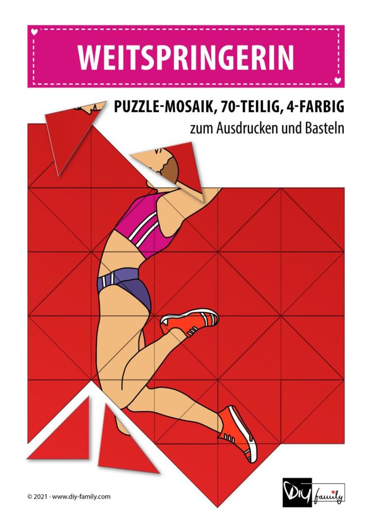 Weitspringerin – Mosaikpuzzle zum Ausschneiden und Basteln