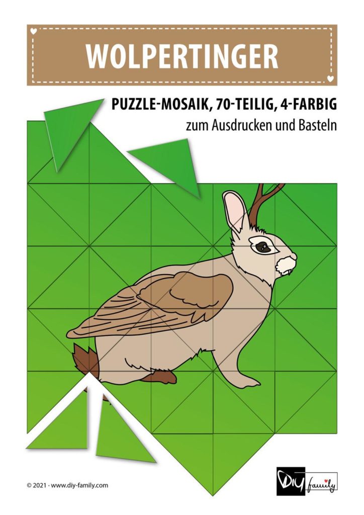 Wolpertinger – Mosaikpuzzle zum Ausschneiden und Basteln