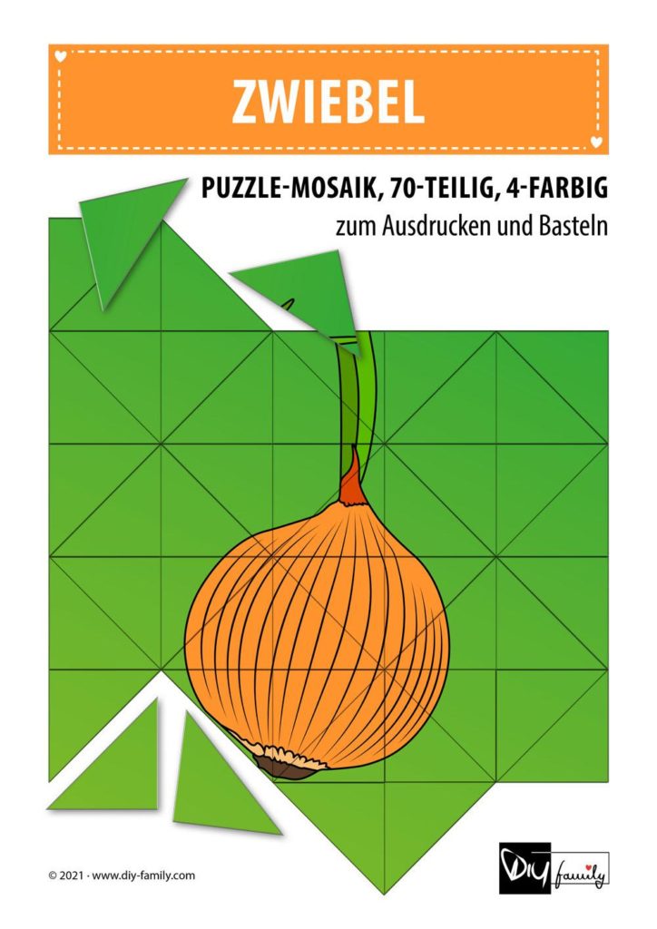 Zwiebel – Mosaikpuzzle zum Ausschneiden und Basteln