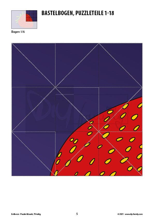 Erdbeere – Mosaikpuzzle zum Ausschneiden und Basteln