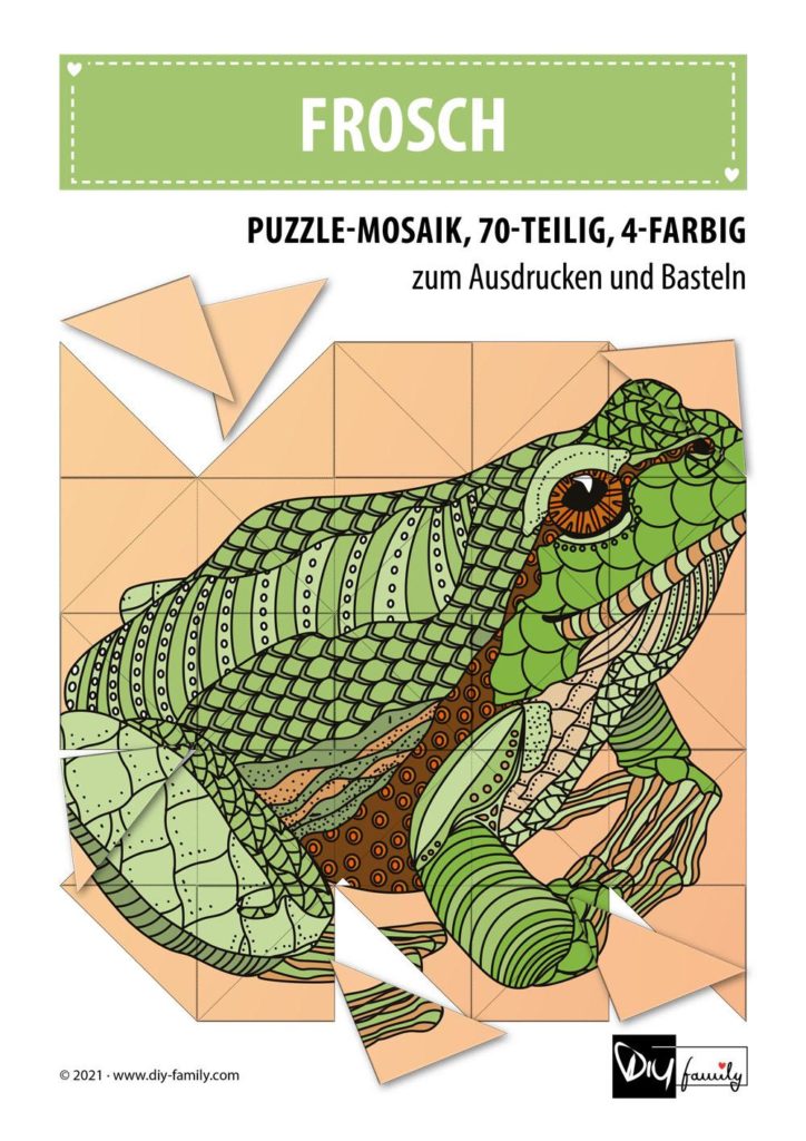 Frosch – Mosaikpuzzle zum Ausschneiden und Basteln