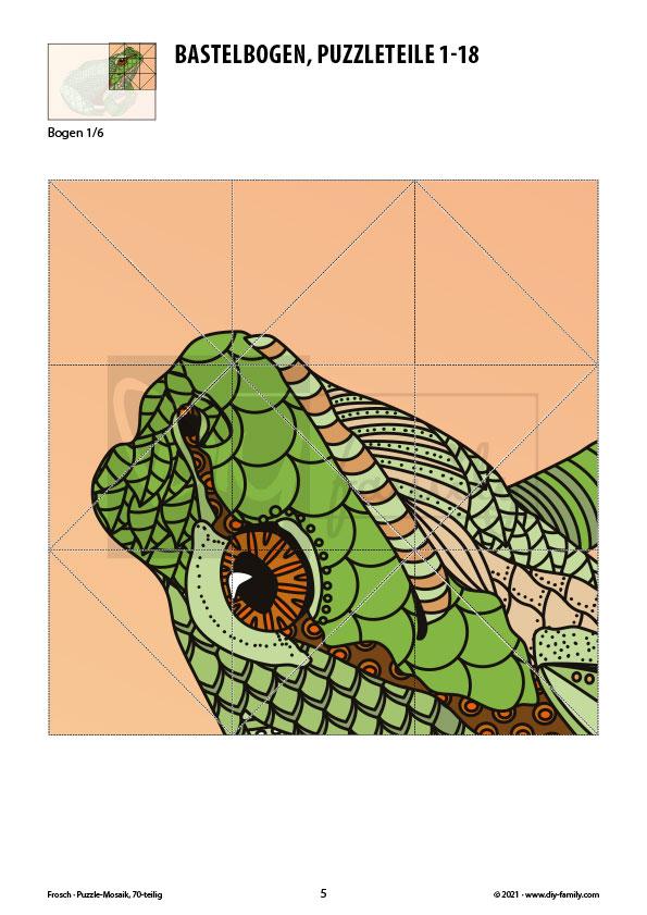 Frosch – Mosaikpuzzle zum Ausschneiden und Basteln