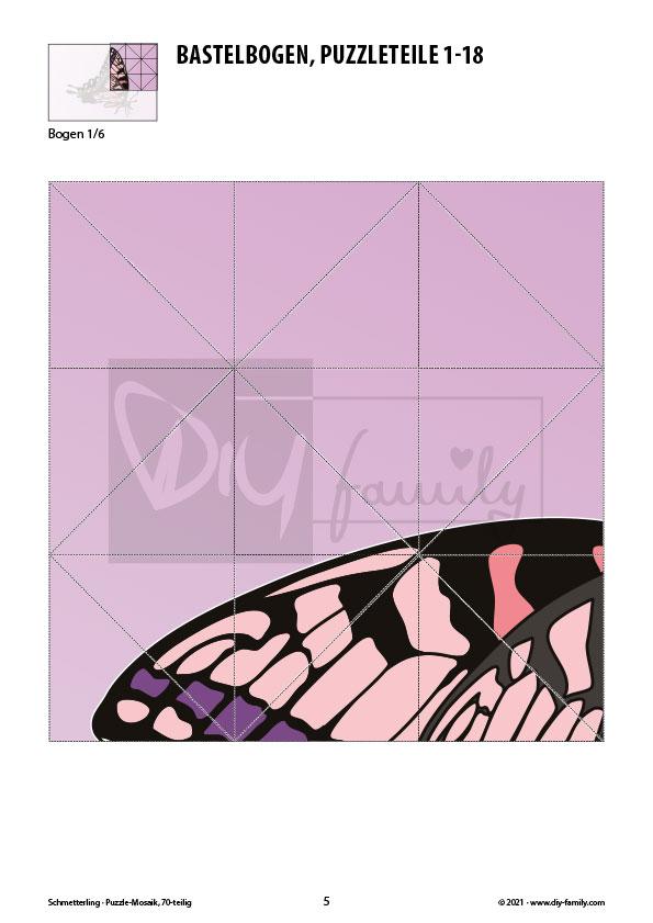 Schmetterling – Mosaikpuzzle zum Ausschneiden und Basteln