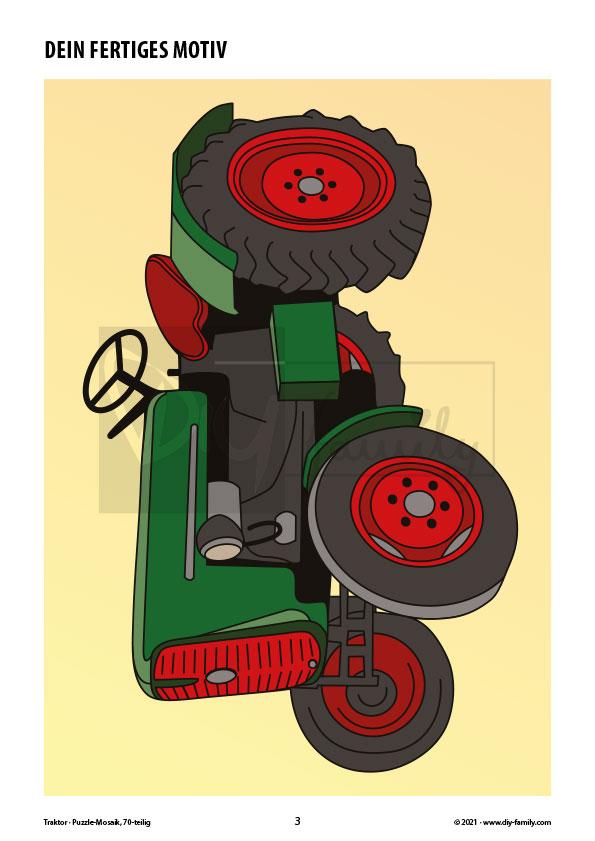 Traktor – Mosaikpuzzle zum Ausschneiden und Ausmalen
