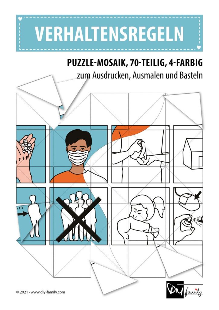 Verhaltensregeln – Mosaikpuzzle zum Ausschneiden und Ausmalen