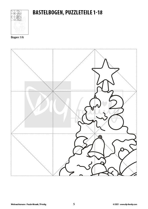Weihnachtsmann 2 – Mosaikpuzzle zum Ausschneiden und Ausmalen