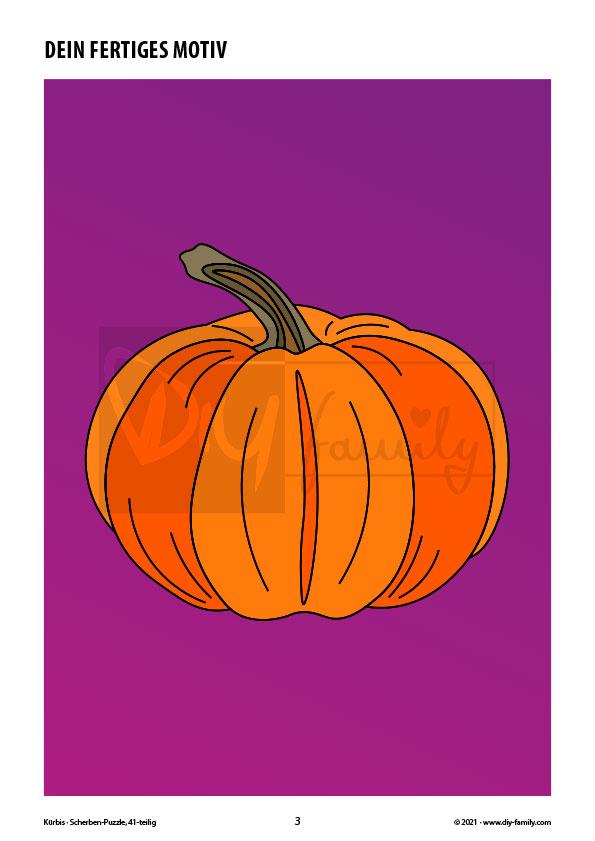 Kürbis – Scherben-Puzzle zum Ausdrucken und Ausschneiden