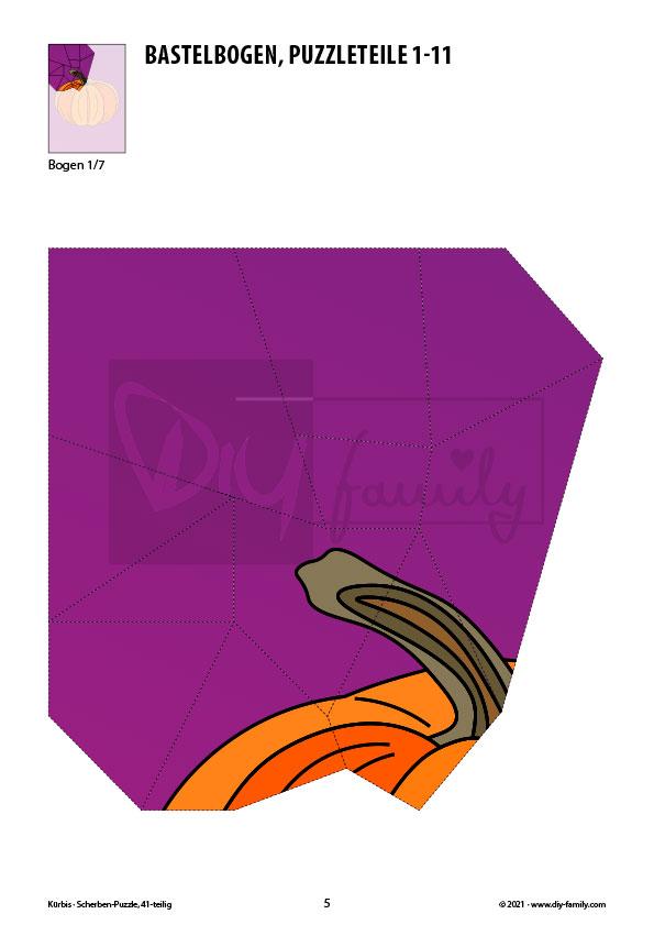 Kürbis – Scherben-Puzzle zum Ausdrucken und Ausschneiden