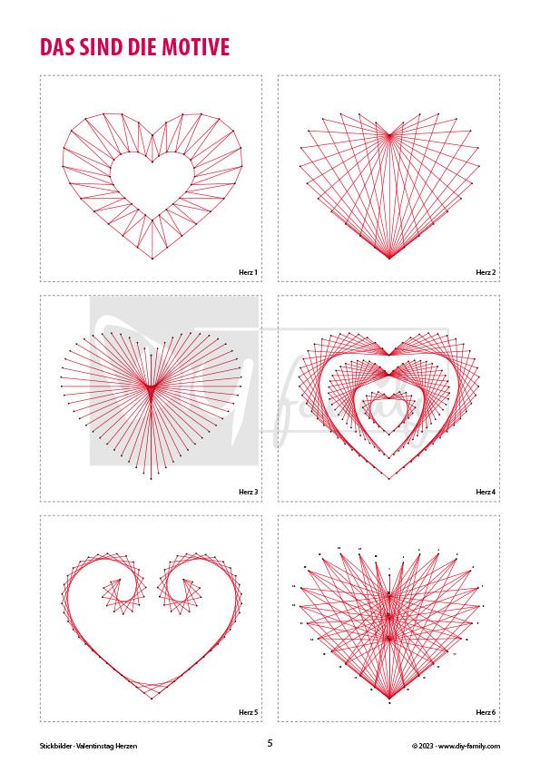 Stickbilder Valentinstag Herzen