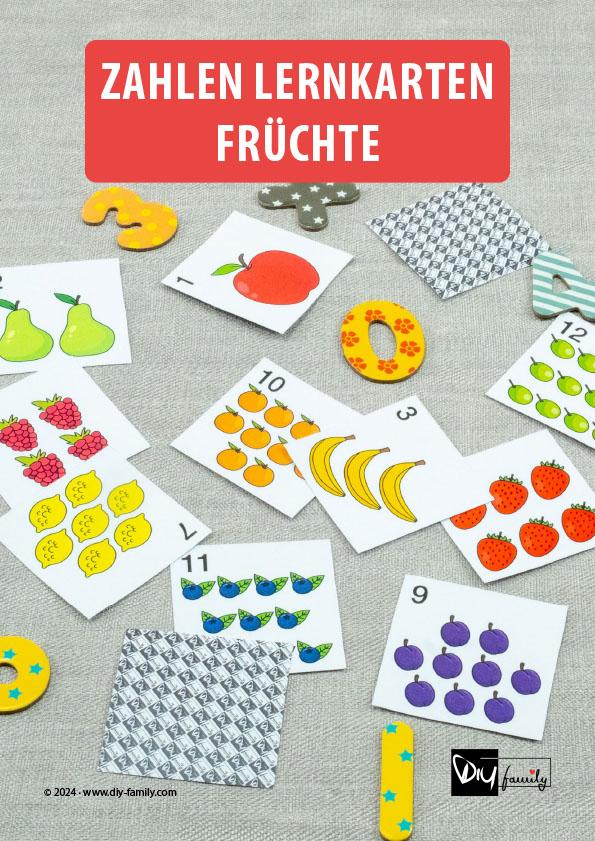 Zahlen Lernkarten Früchte
