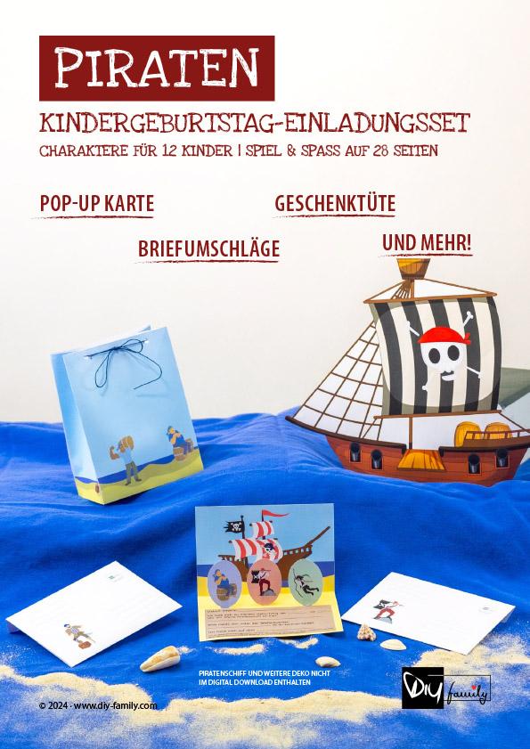 Kindergeburtstag-Einladungsset Piraten