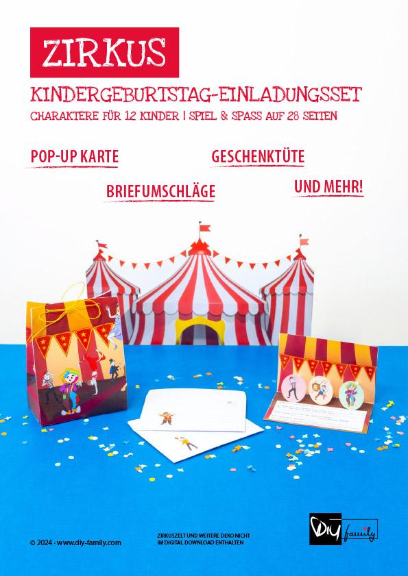 Kindergeburtstag-Einladungsset Zirkus