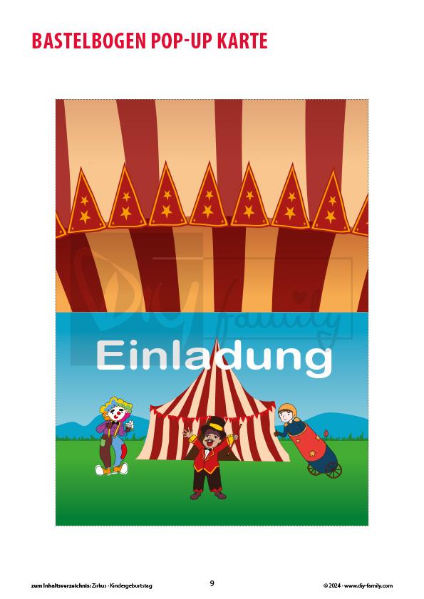 Kindergeburtstag-Einladungsset Zirkus