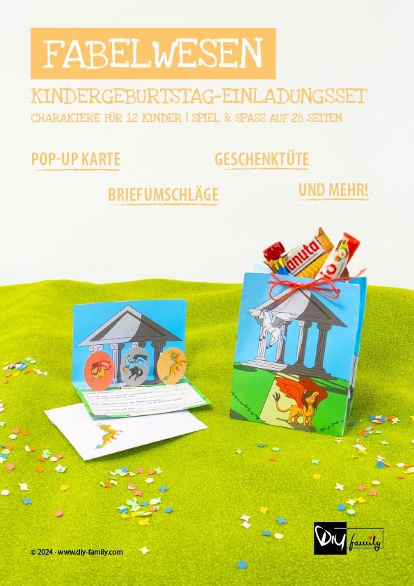 Kindergeburtstag-Einladungsset Fabelwesen