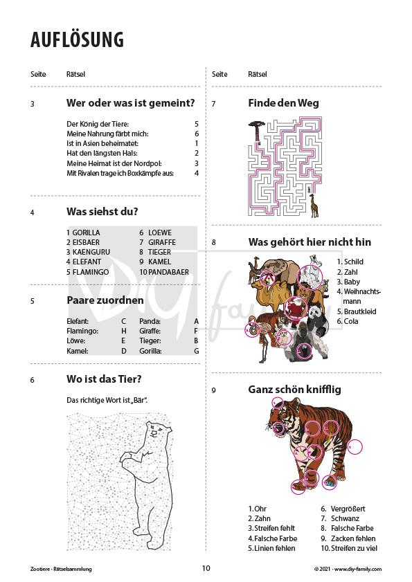 Rätselzeit mit den Zootieren