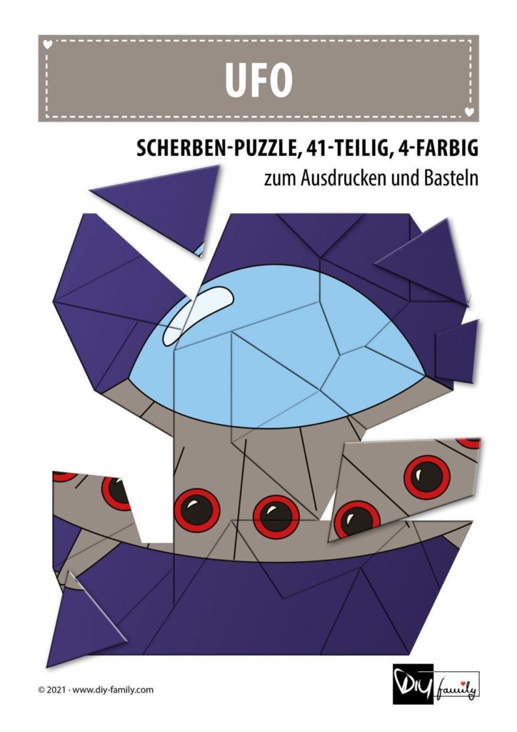 UFO – Scherben-Puzzle zum Ausdrucken und Ausschneiden
