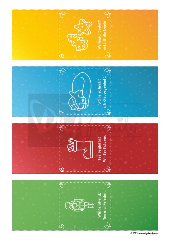 Tee-Adventskalender mit weißen Motiven